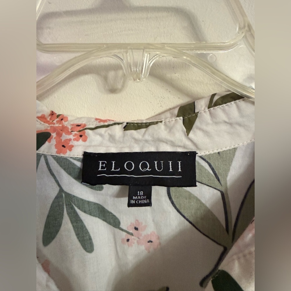 Eloquii Summer Pink Green Floral Print Dress Colorful Flutter Sleeve Sz 18 NWOT - Picture 2 of 4